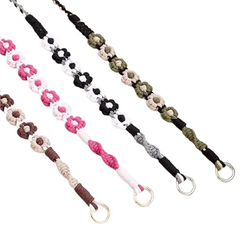 RUWLFE Geflochtener Taschengurt Handgewebter Schultergurt for Handtasche, Blumenmuster, gewebt, for Verwandeln, Ersatztaschenzubehör(Mix Color 4pcs) von RUWLFE