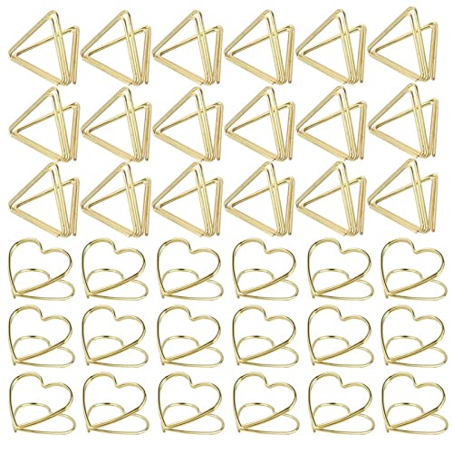 36 Stück Mini Tischkartenhalter Dreieck, Tischnummern Halter Gold, Platzkartenhalter, Fotohalter, Sitzkartenhalter, Menükartenhalter Metall für Hochzeiten Partys Restaurants Geburtstage von RUYISPORTER