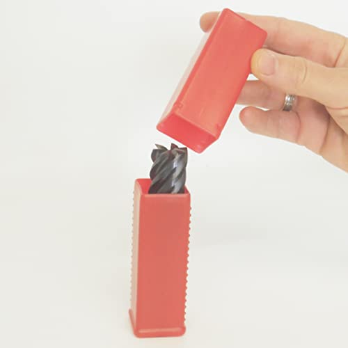 20 Plastik Verpackungs-Hülsen für Bohrer und Fräser 26x26x80-120 mm, Hülse *Rot* von RVK TEC-PRODUCTS
