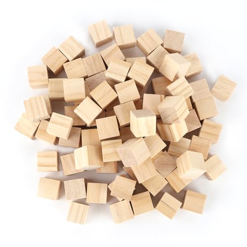 RVLZKCPG 100 Holzwürfel für Kinder, 2x2x2CM Blanko Würfel Holz, Natürliche Kiefer Holzklötzchen, Holzklötzchen zum Basteln für DIY Handmade Dekoration, Malerei, DIY Puzzles von RVLZKCPG