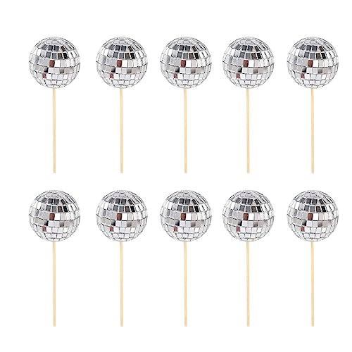 Kuchentopper 70er Jahre Disco Tem Spiegel Nachtspiegel Party Dekoration 10 Stück Kuchen Picks von RWAJZAX