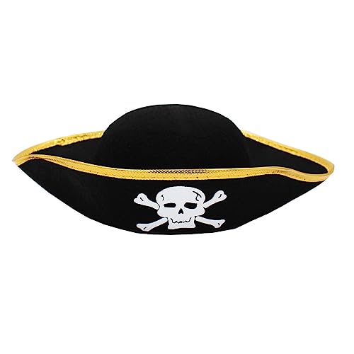[RWAJZAX] Tricon-Hut für die Dekoration von Masken-Partys, Zubehör für Halloween-Kostüme, elegant, schwarz, Piraten-Party-Kleid von RWAJZAX