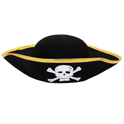 [RWAJZAX] Tricon-Hut für die Dekoration von Masken-Partys, Zubehör für Halloween-Kostüme, elegant, schwarz, Piraten-Party-Kleid von RWAJZAX