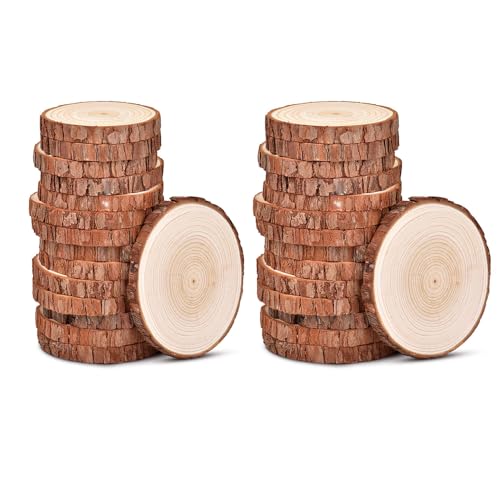 10,9–11,9 cm unlackierte natürliche Holzscheiben mit Baumrinde, 30 Stück, natürliche runde Scheiben, rustikale Holzscheiben für Bastelarbeiten, Tischsockel, Hochzeitsdekoration, Untersetzer 10,9–11,9 cm unlackierte natürliche Holzscheiben mit Baumrinde, 30 Stück, natürliche runde Scheiben, rustikale Holzscheiben für Bastelarbeiten, Tischsockel, Hochzeitsdekoration, Untersetzer von RWHXRWY