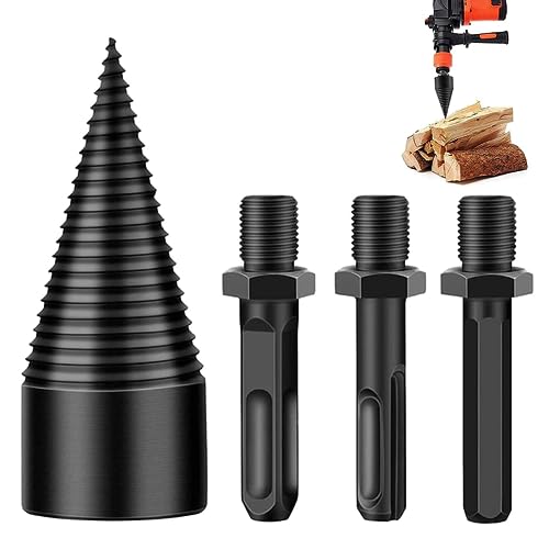 RWRAPS Dotmalls Easysplit Drill Bit,Shank Firewood Drill Bit,Removable Firewood Log Splitter Drill Bit,Firewood Drill Bit Wood Splitter Set with 3 Handle (42mm) von RWRAPS
