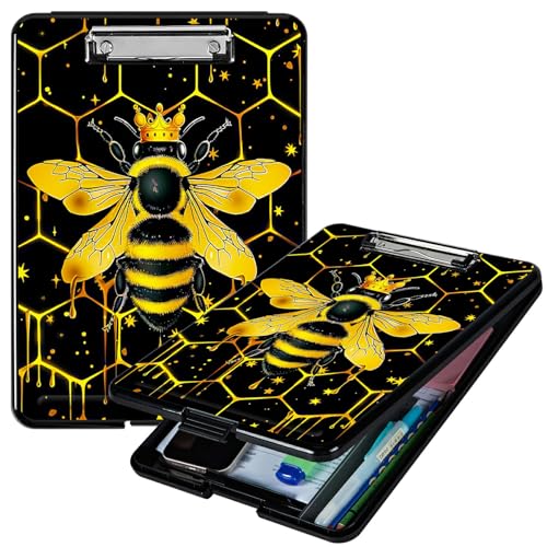 RWUTYTIUL Bee Klemmbrett mit schwarzem Hintergrund, A4-Klemmbrett mit Aufbewahrung, Stifthalter, Klemmbrett-Organizer, Still-Klemmbrett, faltbarer Aktenordner, Kunststoff-Klemmbrett, Folio-Clipboard RWUTYTIUL Bee Klemmbrett mit schwarzem Hintergrund, A4-Klemmbrett mit Aufbewahrung, Stifthalter, Klemmbrett-Organizer, Still-Klemmbrett, faltbarer Aktenordner, Kunststoff-Klemmbrett, Folio-Clipboard von RWUTYTIUL