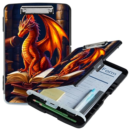 RWUTYTIUL Book Dragon A4-Klemmbrett mit Aufbewahrung, Stifthalter, Klemmbrett-Organizer, Still-Klemmbrett, faltbarer Aktenordner, Kunststoff-Klemmbrett, Folio-Clipboard für Büro, Studenten RWUTYTIUL Book Dragon A4-Klemmbrett mit Aufbewahrung, Stifthalter, Klemmbrett-Organizer, Still-Klemmbrett, faltbarer Aktenordner, Kunststoff-Klemmbrett, Folio-Clipboard für Büro, Studenten von RWUTYTIUL