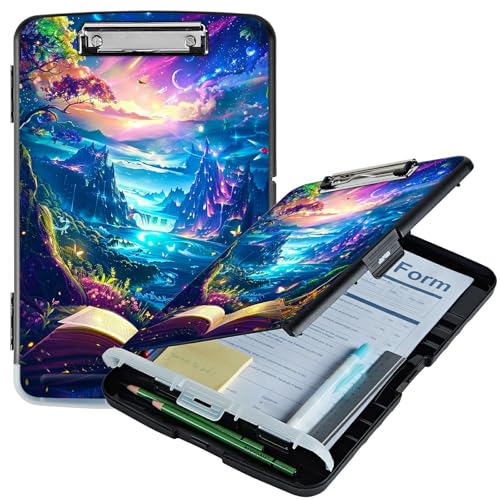 RWUTYTIUL Book Mountains A4-Klemmbrett mit Stifthalter, Klemmbrett-Organizer, Still-Klemmbrett, faltbarer Aktenordner, Kunststoff-Klemmbrett, Folio-Clipboard für Büro, Studenten, Klassenzimmer, Arzt von RWUTYTIUL
