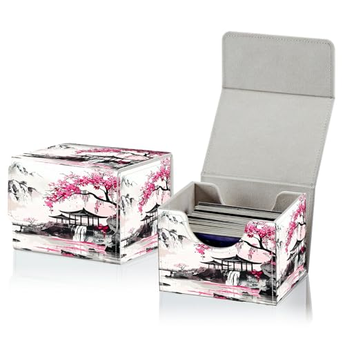 RWUTYTIUL Card Deck Box für MTG, Karten Aufbewahrungsbox passend für 120+ Hülle, Leder, kleine Größe, starker Magnetverschluss, Kartenetui für Brettspiele, Magic TCG CCG Baseball Collection, Pink von RWUTYTIUL