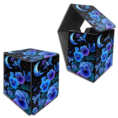 RWUTYTIUL Deck Box für MTG, Karten Aufbewahrungsbox passend für 120+ Hülle, Leder, mittelgroß, starker Magnetverschluss, Kartenetui für Brettspiele, Magic TCG CCG Baseball Collection, Blaue Blume RWUTYTIUL Deck Box für MTG, Karten Aufbewahrungsbox passend für 120+ Hülle, Leder, mittelgroß, starker Magnetverschluss, Kartenetui für Brettspiele, Magic TCG CCG Baseball Collection, Blaue Blume von RWUTYTIUL