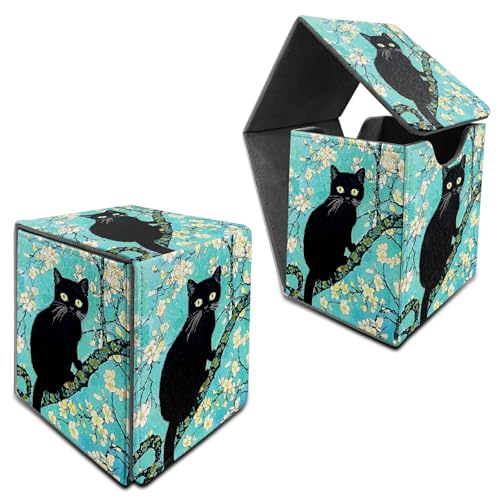 RWUTYTIUL Deck Box für MTG, Karten Aufbewahrungsbox passend für 120+ Hülle, Leder, mittelgroß, starker Magnetverschluss, Kartenetui für Brettspiele, Magic TCG CCG Baseball Collection, Sakura Black Cat RWUTYTIUL Deck Box für MTG, Karten Aufbewahrungsbox passend für 120+ Hülle, Leder, mittelgroß, starker Magnetverschluss, Kartenetui für Brettspiele, Magic TCG CCG Baseball Collection, Sakura Black Cat von RWUTYTIUL