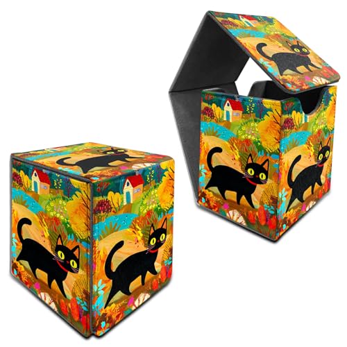 RWUTYTIUL Deck Box für MTG, Karten Aufbewahrungsbox passend für 120+ Hülle, Leder, mittlere Größe, starker Magnetverschluss, Kartenetui für Brettspiele, Magic TCG CCG Baseball Collection, Schwarze von RWUTYTIUL