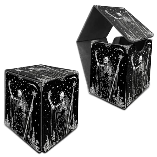 RWUTYTIUL Deck Box für MTG, Karten Aufbewahrungsbox passend für 120+ Hülle, Leder, mittlere Größe, starker Magnetverschluss, Kartenetui für Brettspiele, Magic TCG CCG Baseball Collection, Black Skull RWUTYTIUL Deck Box für MTG, Karten Aufbewahrungsbox passend für 120+ Hülle, Leder, mittlere Größe, starker Magnetverschluss, Kartenetui für Brettspiele, Magic TCG CCG Baseball Collection, Black Skull von RWUTYTIUL
