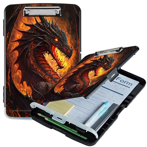 RWUTYTIUL Flame Dragon A4-Klemmbrett mit Stifthalter, Klemmbrett-Organizer, Still-Klemmbrett, faltbarer Aktenordner, Kunststoff-Klemmbrett, Folio-Clipboard für Büro, Studenten, Klassenzimmer, Arzt RWUTYTIUL Flame Dragon A4-Klemmbrett mit Stifthalter, Klemmbrett-Organizer, Still-Klemmbrett, faltbarer Aktenordner, Kunststoff-Klemmbrett, Folio-Clipboard für Büro, Studenten, Klassenzimmer, Arzt von RWUTYTIUL