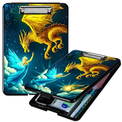 RWUTYTIUL Gelbes Drachenmädchen-Klemmbrett mit Stifthalter, Klemmbretter, Organizer, Still-Klemmbrett, faltbarer Aktenordner, Kunststoff-Klemmbrett, Folio-Clipboard für Büro, Studenten, Klassenzimmer RWUTYTIUL Gelbes Drachenmädchen-Klemmbrett mit Stifthalter, Klemmbretter, Organizer, Still-Klemmbrett, faltbarer Aktenordner, Kunststoff-Klemmbrett, Folio-Clipboard für Büro, Studenten, Klassenzimmer von RWUTYTIUL