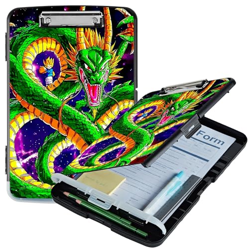 RWUTYTIUL Green Dragon Man A4-Klemmbrett mit Stifthalter, Klemmbretter, Organizer, Krankenpflege, Faltbare Aktenordner, Kunststoff-Klemmbrett, Folio-Clipboard für Büro, Studenten, Klassenzimmer, Arzt von RWUTYTIUL