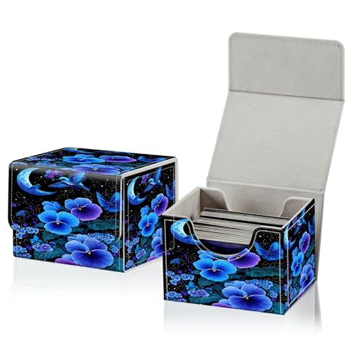 RWUTYTIUL Kartendeck-Box für MTG, Karten-Aufbewahrungsbox passend für 120+ Hülle, Leder, kleine Größe, starker Magnetverschluss, Kartenetui für Brettspiele, Magic TCG CCG Baseball Collection, Blaue von RWUTYTIUL