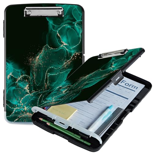 RWUTYTIUL Klemmbrett aus grünem Marmor, A4, mit Stifthalter, Klemmbretter, Organizer, Still-Klemmbrett, faltbarer Aktenordner, Kunststoff-Klemmbrett, Folio-Clipboard für Büro, Studenten, Klassenzimmer RWUTYTIUL Klemmbrett aus grünem Marmor, A4, mit Stifthalter, Klemmbretter, Organizer, Still-Klemmbrett, faltbarer Aktenordner, Kunststoff-Klemmbrett, Folio-Clipboard für Büro, Studenten, Klassenzimmer von RWUTYTIUL