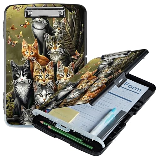 RWUTYTIUL Klemmbrett mit 8 Katzen, A4, mit Stifthalter, Klemmbretter, Organizer, Still-Klemmbrett, faltbarer Aktenordner, Kunststoff-Klemmbrett, Folio-Clipboard für Büro, Studenten, Klassenzimmer RWUTYTIUL Klemmbrett mit 8 Katzen, A4, mit Stifthalter, Klemmbretter, Organizer, Still-Klemmbrett, faltbarer Aktenordner, Kunststoff-Klemmbrett, Folio-Clipboard für Büro, Studenten, Klassenzimmer von RWUTYTIUL