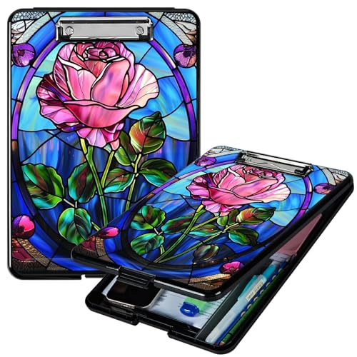 RWUTYTIUL Klemmbrett mit Glasrose, A4, mit Stifthalter, Klemmbretter, Organizer, Still-Klemmbrett, faltbarer Aktenordner, Kunststoff-Klemmbrett, Folio-Clipboard für Büro, Studenten, Klassenzimmer RWUTYTIUL Klemmbrett mit Glasrose, A4, mit Stifthalter, Klemmbretter, Organizer, Still-Klemmbrett, faltbarer Aktenordner, Kunststoff-Klemmbrett, Folio-Clipboard für Büro, Studenten, Klassenzimmer von RWUTYTIUL
