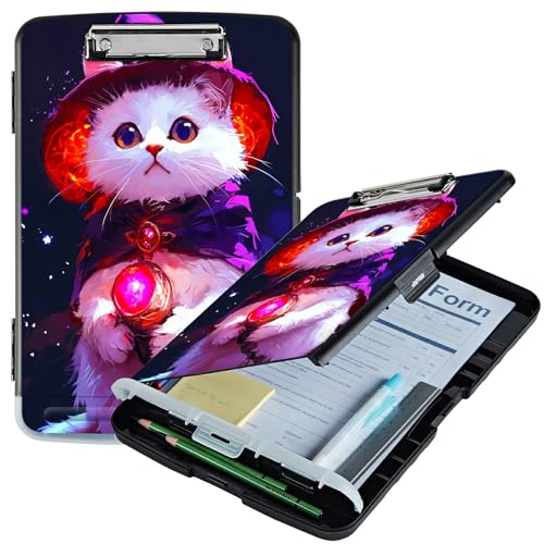RWUTYTIUL Klemmbrett mit Katze, A4, mit Stifthalter, Klemmbretter, Organizer, Still-Klemmbrett, faltbar, Aktenordner, Kunststoff-Klemmbrett, Folio-Clipboard für Büro, Studenten, Klassenzimmer, Arzt RWUTYTIUL Klemmbrett mit Katze, A4, mit Stifthalter, Klemmbretter, Organizer, Still-Klemmbrett, faltbar, Aktenordner, Kunststoff-Klemmbrett, Folio-Clipboard für Büro, Studenten, Klassenzimmer, Arzt von RWUTYTIUL
