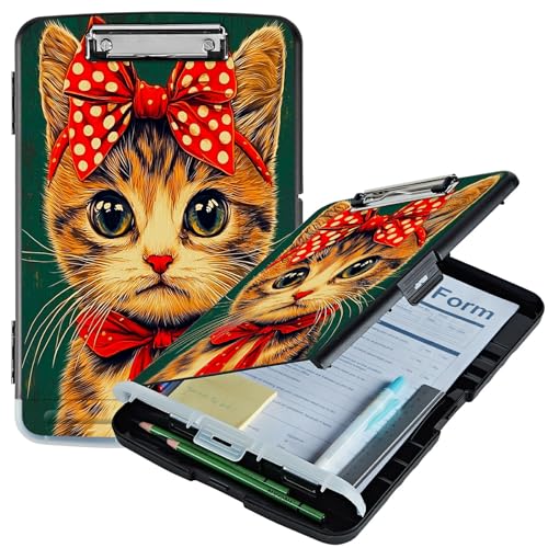 RWUTYTIUL Klemmbrett mit Katzenmotiv, A4, mit Stifthalter, Klemmbretter, Organizer, Still-Klemmbrett, faltbarer Aktenordner, Kunststoff-Klemmbrett, Folio-Clipboard für Büro, Studenten, Klassenzimmer RWUTYTIUL Klemmbrett mit Katzenmotiv, A4, mit Stifthalter, Klemmbretter, Organizer, Still-Klemmbrett, faltbarer Aktenordner, Kunststoff-Klemmbrett, Folio-Clipboard für Büro, Studenten, Klassenzimmer von RWUTYTIUL