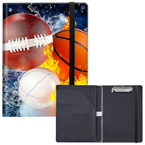 RWUTYTIUL Klemmbrett mit Notizblock, Visitenkartenhalter, Lederaufbewahrung, Klemmbrett, elastischer Verschluss, Briefgröße, Büroklammerbrett für Büro, Klassenzimmer, Basketball, Baseball, Rugby RWUTYTIUL Klemmbrett mit Notizblock, Visitenkartenhalter, Lederaufbewahrung, Klemmbrett, elastischer Verschluss, Briefgröße, Büroklammerbrett für Büro, Klassenzimmer, Basketball, Baseball, Rugby von RWUTYTIUL