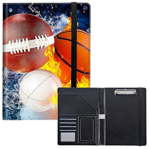 RWUTYTIUL Klemmbrett mit Notizblock, Visitenkartenhalter, Lederaufbewahrung, Klemmbrett, elastischer Verschluss, Briefgröße, Büroklammerbrett für Büro, Klassenzimmer, Basketball, Baseball, Rugby RWUTYTIUL Klemmbrett mit Notizblock, Visitenkartenhalter, Lederaufbewahrung, Klemmbrett, elastischer Verschluss, Briefgröße, Büroklammerbrett für Büro, Klassenzimmer, Basketball, Baseball, Rugby von RWUTYTIUL