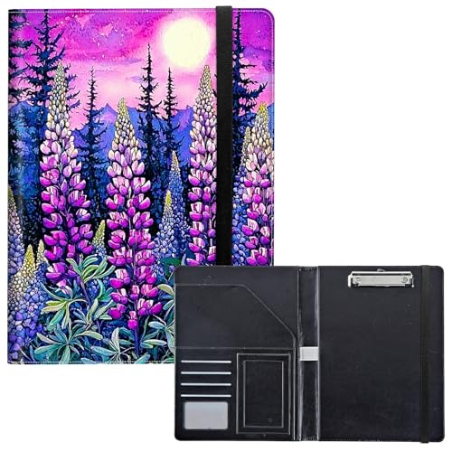 RWUTYTIUL Klemmbrett mit Notizblock, Visitenkartenhalter, Lederaufbewahrung, Klemmbrett, elastischer Verschluss, Briefgröße, Büroklammerbrett für Büro, Klassenzimmer, violette Blumen, Sonnenuntergang RWUTYTIUL Klemmbrett mit Notizblock, Visitenkartenhalter, Lederaufbewahrung, Klemmbrett, elastischer Verschluss, Briefgröße, Büroklammerbrett für Büro, Klassenzimmer, violette Blumen, Sonnenuntergang von RWUTYTIUL