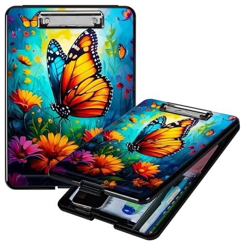 RWUTYTIUL Klemmbrett mit Schmetterlings-Motiv, A4, mit Stifthalter, Klemmbretter, Organizer, Still-Klemmbrett, faltbarer Aktenordner, Kunststoff-Klemmbrett, Folio-Clipboard für Büro, Studenten RWUTYTIUL Klemmbrett mit Schmetterlings-Motiv, A4, mit Stifthalter, Klemmbretter, Organizer, Still-Klemmbrett, faltbarer Aktenordner, Kunststoff-Klemmbrett, Folio-Clipboard für Büro, Studenten von RWUTYTIUL