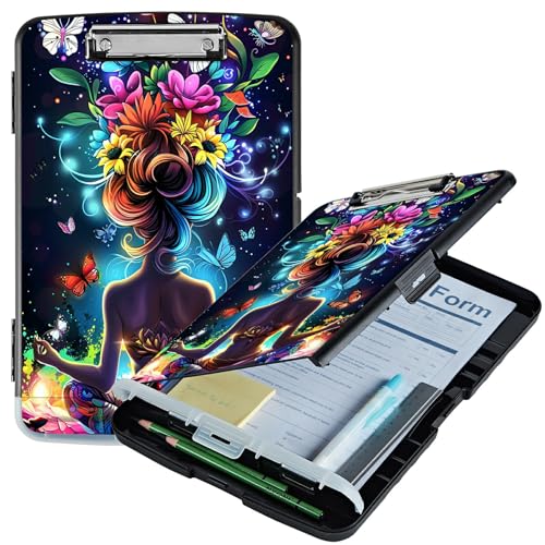 RWUTYTIUL Klemmbrett mit Schmetterlingsmädchen, A4, mit Stifthalter, Klemmbretter, Organizer, Still-Klemmbrett, faltbarer Aktenordner, Kunststoff-Klemmbrett, Folio-Clipboard für Büro, Studenten RWUTYTIUL Klemmbrett mit Schmetterlingsmädchen, A4, mit Stifthalter, Klemmbretter, Organizer, Still-Klemmbrett, faltbarer Aktenordner, Kunststoff-Klemmbrett, Folio-Clipboard für Büro, Studenten von RWUTYTIUL