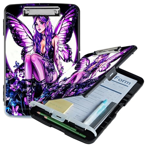 RWUTYTIUL Klemmbrett mit Schmetterlingsmädchen, A4, mit Stifthalter, Klemmbretter, Organizer, Still-Klemmbrett, faltbarer Aktenordner, Kunststoff-Klemmbrett, Folio-Clipboard für Büro, Studenten RWUTYTIUL Klemmbrett mit Schmetterlingsmädchen, A4, mit Stifthalter, Klemmbretter, Organizer, Still-Klemmbrett, faltbarer Aktenordner, Kunststoff-Klemmbrett, Folio-Clipboard für Büro, Studenten von RWUTYTIUL