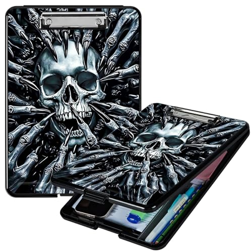 RWUTYTIUL Klemmbrett mit grauem Fingerschädel, A4, mit Stifthalter, Klemmbretter, Organizer, Still-Klemmbrett, faltbarer Aktenordner, Kunststoff-Klemmbrett, Folio-Clipboard für Büro, Studenten RWUTYTIUL Klemmbrett mit grauem Fingerschädel, A4, mit Stifthalter, Klemmbretter, Organizer, Still-Klemmbrett, faltbarer Aktenordner, Kunststoff-Klemmbrett, Folio-Clipboard für Büro, Studenten von RWUTYTIUL