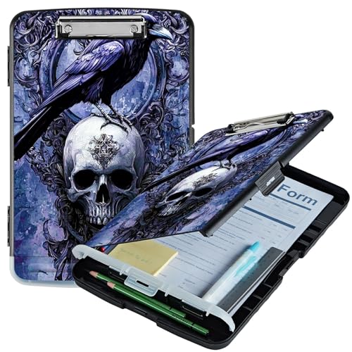 RWUTYTIUL Klemmbrett mit grauem Totenkopf-Adler, A4, mit Stifthalter, Klemmbretter, Organizer, Still-Klemmbrett, faltbarer Aktenordner, Kunststoff-Klemmbrett, Folio-Clipboard für Büro, Studenten RWUTYTIUL Klemmbrett mit grauem Totenkopf-Adler, A4, mit Stifthalter, Klemmbretter, Organizer, Still-Klemmbrett, faltbarer Aktenordner, Kunststoff-Klemmbrett, Folio-Clipboard für Büro, Studenten von RWUTYTIUL