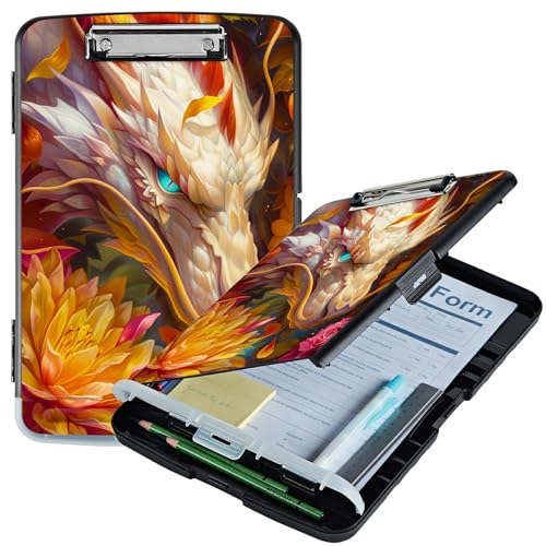 RWUTYTIUL Lotus White Dragon A4-Klemmbrett mit Stifthalter, Klemmbrett-Organizer, Still-Klemmbrett, faltbarer Aktenordner, Kunststoff-Klemmbrett, Folio-Clipboard für Büro, Studenten, Klassenzimmer RWUTYTIUL Lotus White Dragon A4-Klemmbrett mit Stifthalter, Klemmbrett-Organizer, Still-Klemmbrett, faltbarer Aktenordner, Kunststoff-Klemmbrett, Folio-Clipboard für Büro, Studenten, Klassenzimmer von RWUTYTIUL