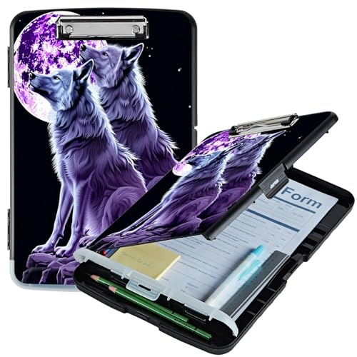 RWUTYTIUL Moon Wolf A4-Klemmbrett mit Stifthalter, Klemmbrett-Organizer, Still-Klemmbrett, faltbarer Aktenordner, Kunststoff-Klemmbrett, Folio-Clipboard für Büro, Studenten, Klassenzimmer, Arzt RWUTYTIUL Moon Wolf A4-Klemmbrett mit Stifthalter, Klemmbrett-Organizer, Still-Klemmbrett, faltbarer Aktenordner, Kunststoff-Klemmbrett, Folio-Clipboard für Büro, Studenten, Klassenzimmer, Arzt von RWUTYTIUL