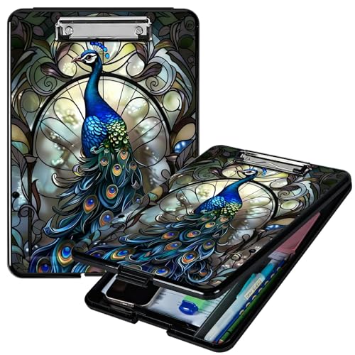 RWUTYTIUL Pfau A4-Klemmbrett mit Stifthalter, Klemmbrett-Organizer, Still-Klemmbrett, faltbarer Aktenordner, Kunststoff-Klemmbrett, Folio-Clipboard für Büro, Studenten, Klassenzimmer, Arzt RWUTYTIUL Pfau A4-Klemmbrett mit Stifthalter, Klemmbrett-Organizer, Still-Klemmbrett, faltbarer Aktenordner, Kunststoff-Klemmbrett, Folio-Clipboard für Büro, Studenten, Klassenzimmer, Arzt von RWUTYTIUL