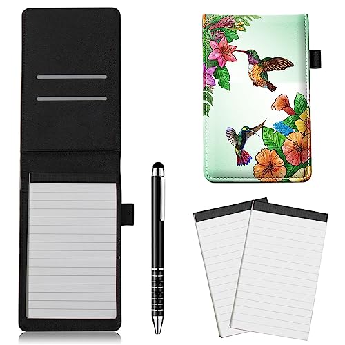 RWUTYTIUL Pocket Notebook mit Stift 2 Stück Memo Book, Pocket Notizblock für Schulbeamter Detektiv Privatdetektiv Kellnerin Studen Reise Feld Arbeit Server Notizblöcke, Kolibri Blume von RWUTYTIUL