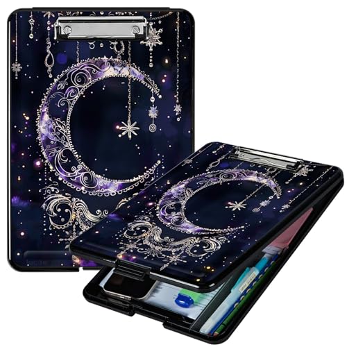 RWUTYTIUL Purple Moon A4-Klemmbrett mit Stifthalter, Klemmbrett-Organizer, Still-Klemmbrett, faltbarer Aktenordner, Kunststoff-Klemmbrett, Folio-Clipboard für Büro, Studenten, Klassenzimmer, Arzt RWUTYTIUL Purple Moon A4-Klemmbrett mit Stifthalter, Klemmbrett-Organizer, Still-Klemmbrett, faltbarer Aktenordner, Kunststoff-Klemmbrett, Folio-Clipboard für Büro, Studenten, Klassenzimmer, Arzt von RWUTYTIUL