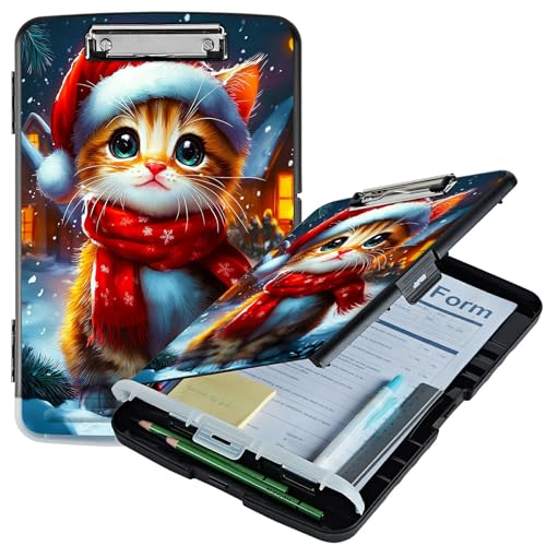 RWUTYTIUL Red Hat Cat A4-Klemmbrett mit Aufbewahrung, Stifthalter, Klemmbretter, Organizer, Still-Klemmbrett, faltbarer Aktenordner, Kunststoff-Klemmbrett, Folio-Clipboard für Büro, Studenten RWUTYTIUL Red Hat Cat A4-Klemmbrett mit Aufbewahrung, Stifthalter, Klemmbretter, Organizer, Still-Klemmbrett, faltbarer Aktenordner, Kunststoff-Klemmbrett, Folio-Clipboard für Büro, Studenten von RWUTYTIUL