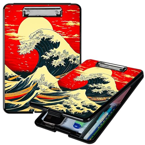 RWUTYTIUL Red Sky Waves A4-Klemmbrett mit Stifthalter, Klemmbretter, Organizer, Still-Klemmbrett, faltbar, Kunststoff-Klemmbrett, Folio-Clipboard für Büro, Studenten, Klassenzimmer, Arzt RWUTYTIUL Red Sky Waves A4-Klemmbrett mit Stifthalter, Klemmbretter, Organizer, Still-Klemmbrett, faltbar, Kunststoff-Klemmbrett, Folio-Clipboard für Büro, Studenten, Klassenzimmer, Arzt von RWUTYTIUL