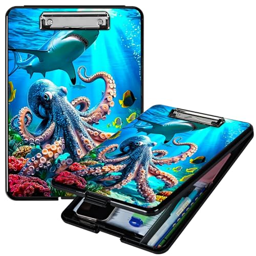 RWUTYTIUL Unterwasser-Oktopus-Klemmbrett mit Stifthalter, Klemmbretter, Organizer, Still-Klemmbrett, faltbarer Aktenordner, Kunststoff-Klemmbrett, Folio-Clipboard für Büro, Studenten, Klassenzimmer RWUTYTIUL Unterwasser-Oktopus-Klemmbrett mit Stifthalter, Klemmbretter, Organizer, Still-Klemmbrett, faltbarer Aktenordner, Kunststoff-Klemmbrett, Folio-Clipboard für Büro, Studenten, Klassenzimmer von RWUTYTIUL