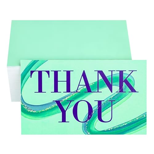 RXBC2011 Dankeskarten, abstraktes Band-Design für kleine Unternehmen, Verpackung, Wertschätzungsnotizen, 100 Stück, grün von RXBC2011