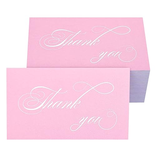 RXBC2011 Dankeskarten, weiße Schrift für Geschäftsverpackungen, Kunden-Wertschätzungsnotizen, 100 Stück, rosa von RXBC2011