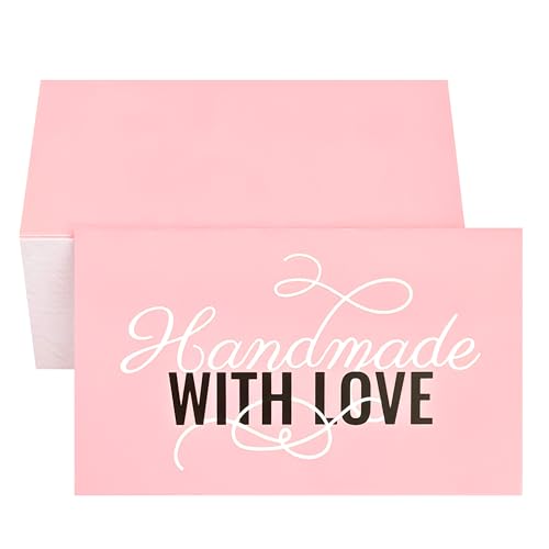 RXBC2011 Handmade with Love Karten zum Verpacken von Bestellungen, Kleinunternehmen, 8,9 x 5,1 cm, 100 Stück, rosa von RXBC2011