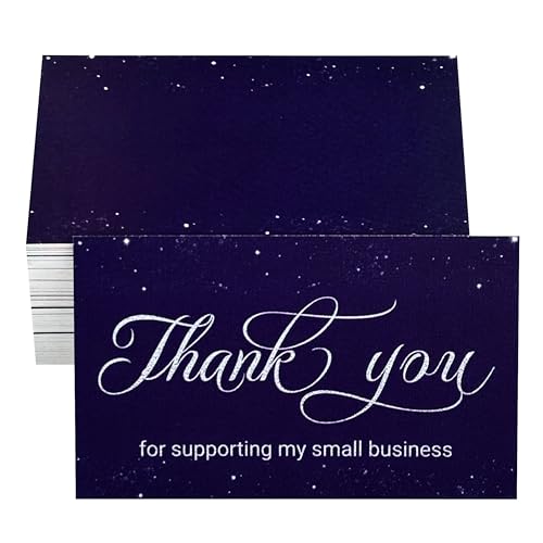 RXBC2011 "Thank you for supporting my small business cards script design packaging inserts client appreciation notes pack of 100 Blue von RXBC2011