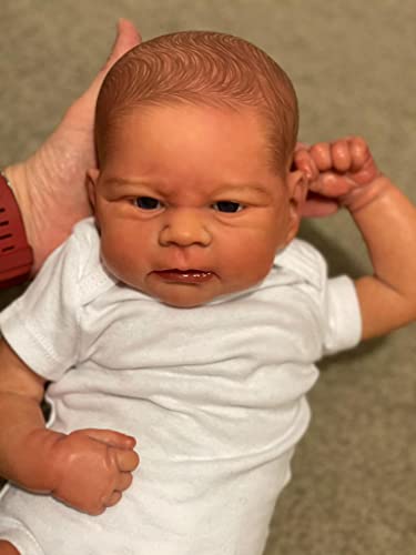 RXDOLL Lebensechte Reborn Baby Puppen Mädchen Elijah 17 Zoll Realistische Neugeborene Ganzkörper Vinyl Baby Puppen Real Life Anatomisch korrekte Babypuppe mit Kleidung für Kinder 3+ von RXDOLL