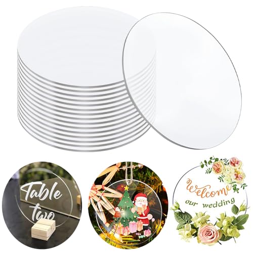 RXKFIGX 10 Pcs Klare Acrylplatten Runde 10 cm Acryl Blatt Transparent 2 mm dicke Acryl Scheiben DIY Transparent Acrylglas Runde für Weihnachten Bilderrahmen Malerei Handwerk Projekt Zeichen DIY von RXKFIGX