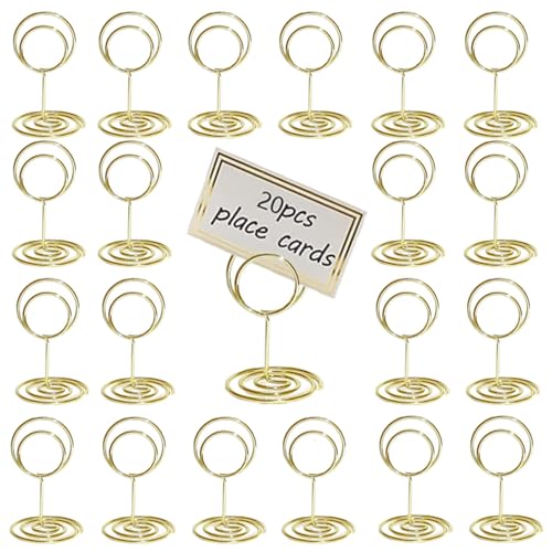 RXKFIGX 20 Stück Gold Tischkartenhalter Tischnummernhalter Runder Tischnummernhalter für Hochzeiten Fotohalter Kartenhalter Runder Kartenständer Memohalter für Restaurant Tisch Party von RXKFIGX
