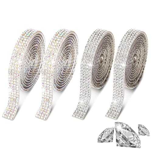 RXKFIGX 4 Rollen Strassband Selbstklebend DIY Strassband Aufkleber Selbstklebendes Strassstreifen-Glitzer-Aufkleberband Geeignet Für Autos Kunsthandwerk Handys Geschenkdekoration RXKFIGX 4 Rollen Strassband Selbstklebend DIY Strassband Aufkleber Selbstklebendes Strassstreifen-Glitzer-Aufkleberband Geeignet Für Autos Kunsthandwerk Handys Geschenkdekoration von RXKFIGX